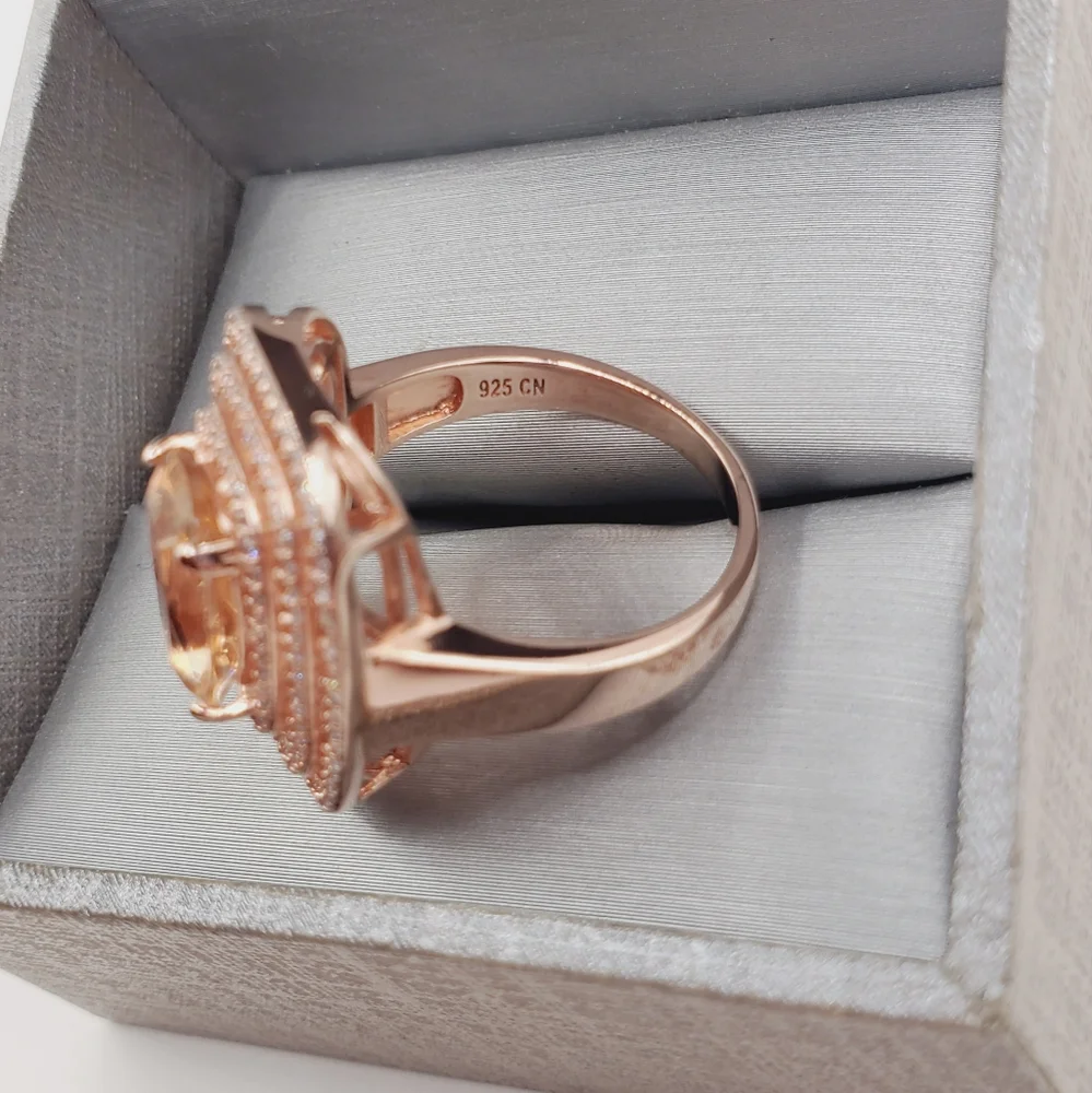 18k Rose Gold Triple Halo Morganite Ring